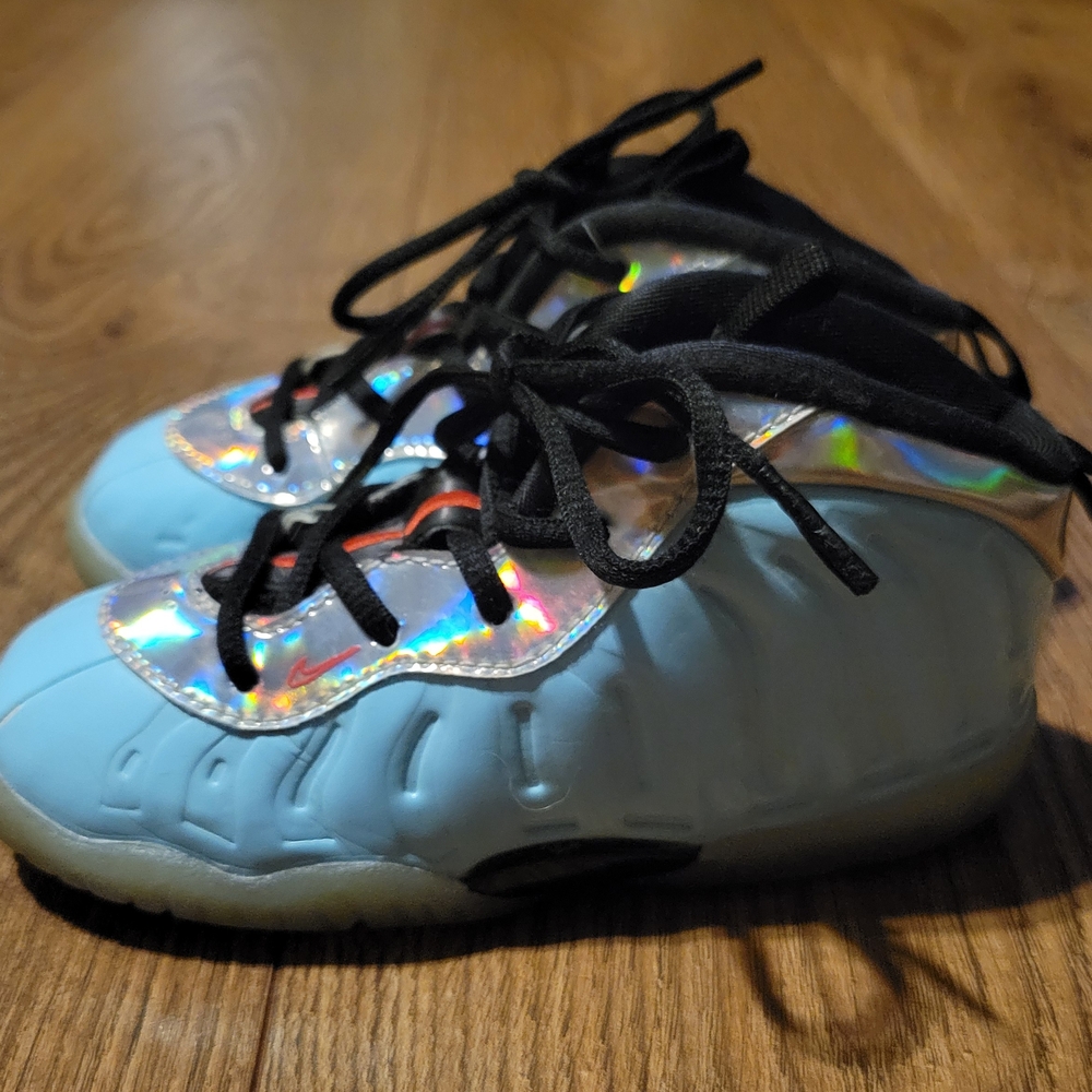 Nike Little Posite One Kids 8C Mixtape Teal Black Foamposite Basketball Sneaker